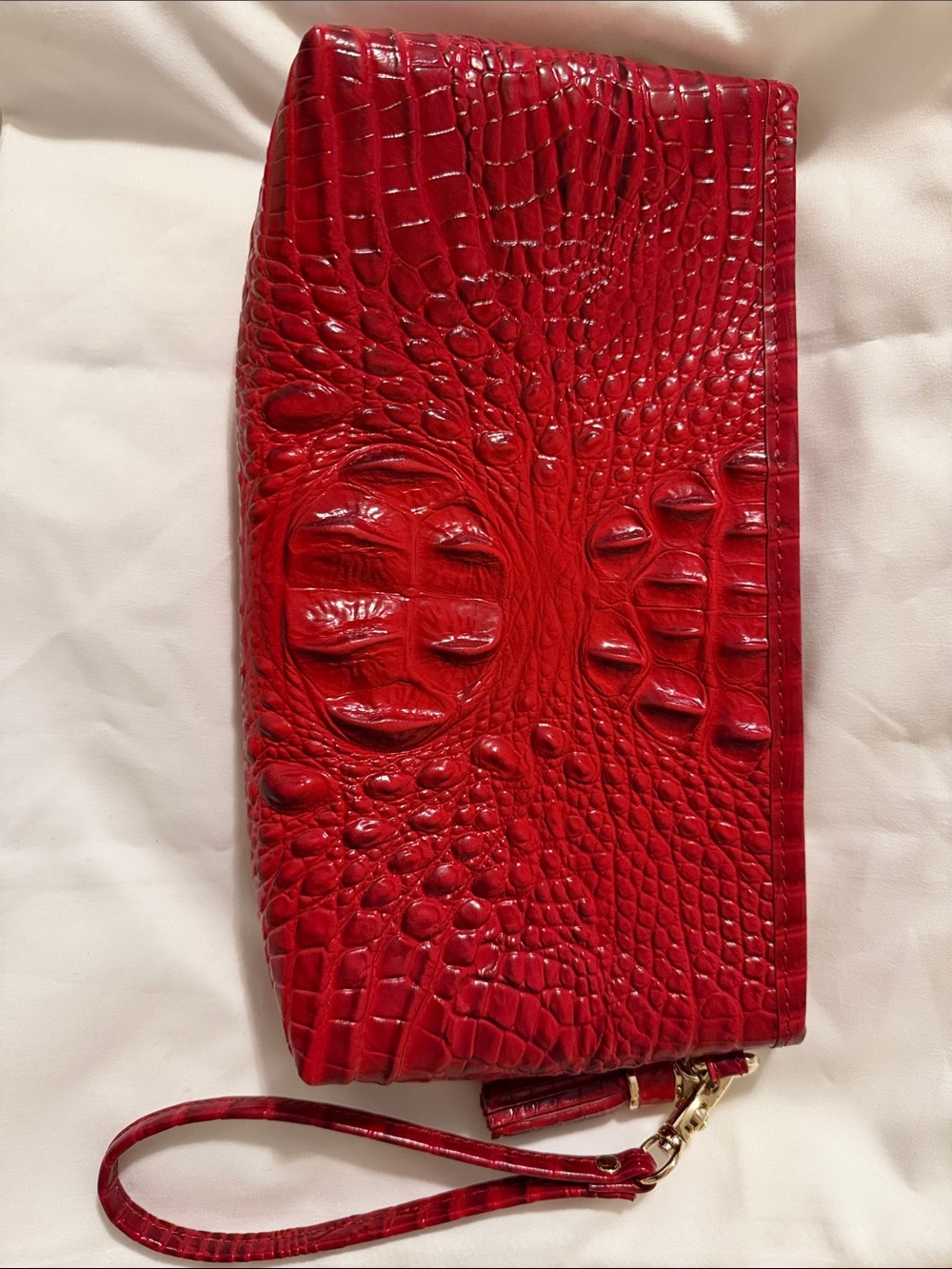 Brahmin Red Croc-Embossed Wristlet Clutch